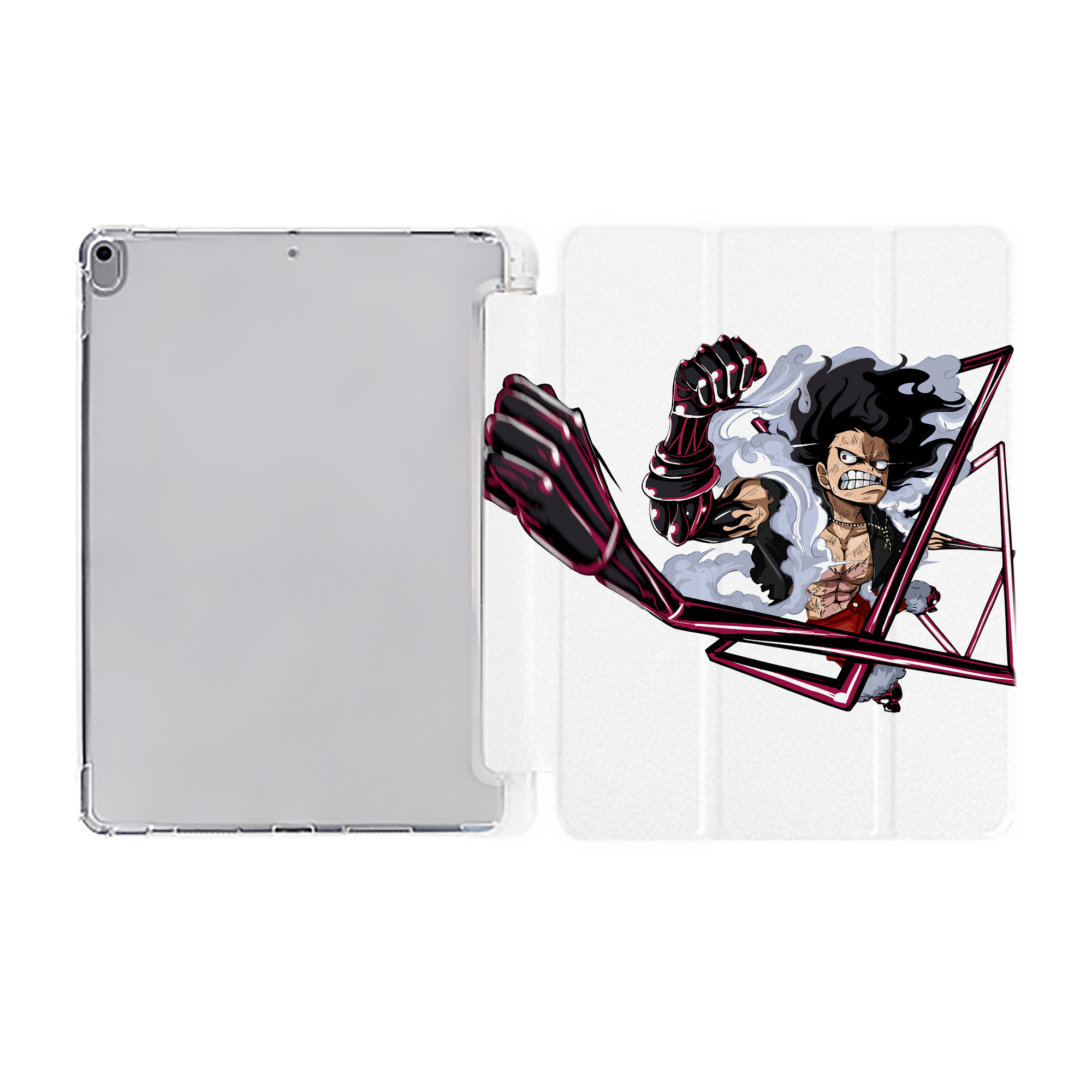 （画像用） ワンピース モンキー・D・ルフィ ONE PIECE Monkey D. Luffy IPad ケース ペン収納付き 三つ折りスタンド PUレザー×シリコン 対応機種9.5/10.5/10.9インチ